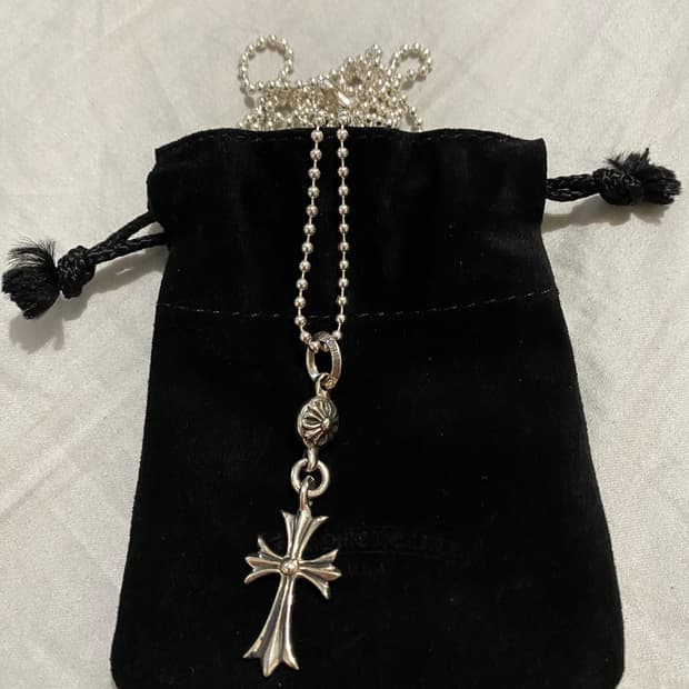 [OS] 크롬하츠 원볼 타이니 크로스 30인치 실버 볼체인 목걸이