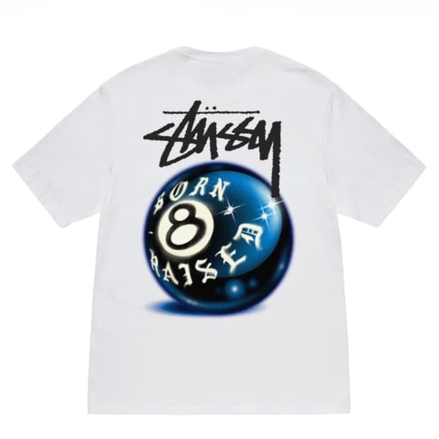 스투시 x 본앤레이즈드 8볼 티셔츠 화이트 XXL 2XL