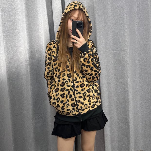 [정품]아디다스 레오파드 플리스 후드 집업 L