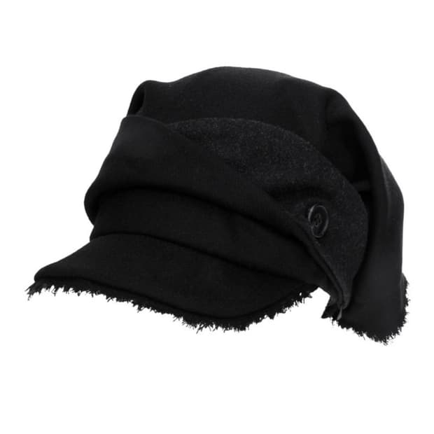 오호스 드레이프 모자 스카프 베일 울 캡 블랙