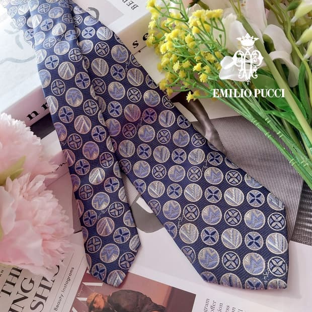 에밀리오 푸치 실크 자카드 넥타이 8.6cm S~A+등급 K1359
