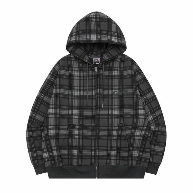 챈스챈스 체크 후드집업 cec check zip-up