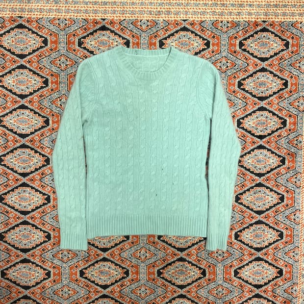 빈티지 민트 꽈배기 니트 여성XS