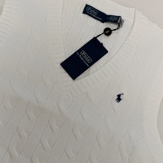 [미 시착 새 상품] 폴로 랄프로렌 브이넥 케이블 니트 m