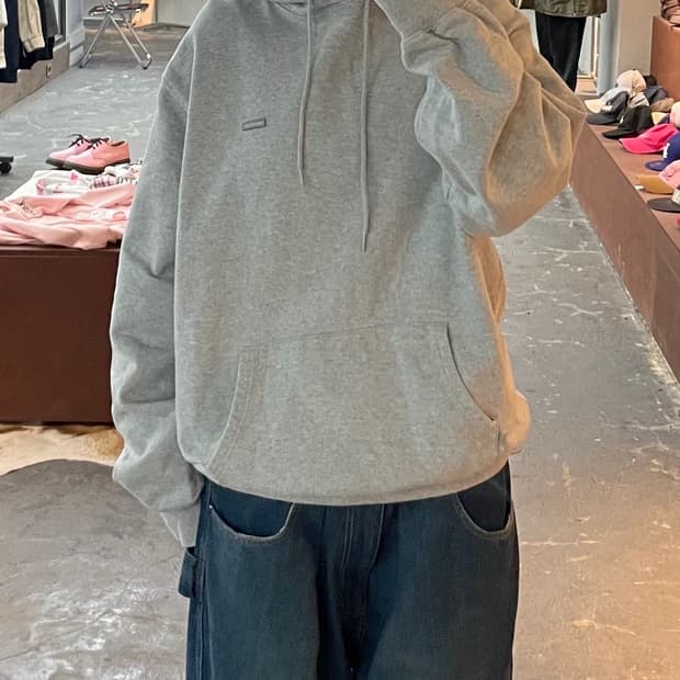 디스이즈네버댓 사각스몰로고 그레이 후드티 H1856