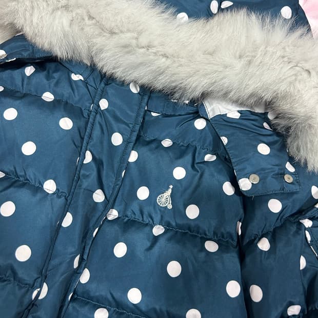 빈폴 도트 숏패딩 네이비 빈티지