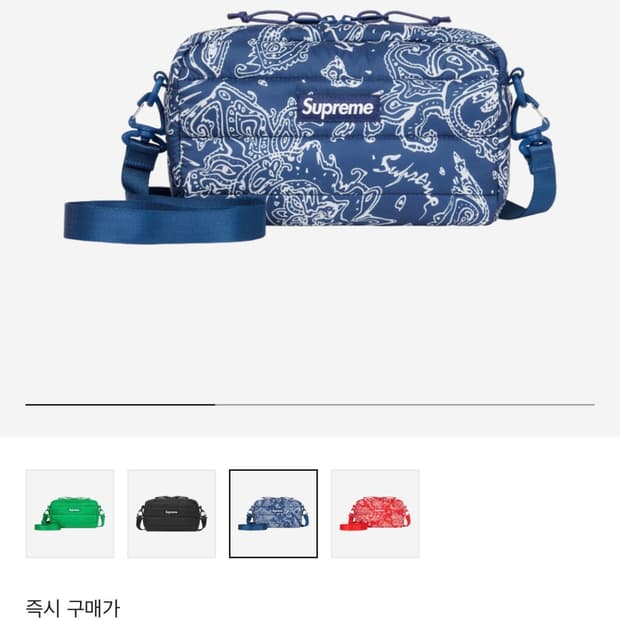 슈프림 퍼퍼 사이드백 블루 페이즐리 22FW