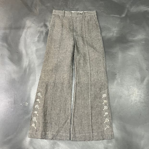  IRENE 버튼디테일 체크 슬랙스 y14678