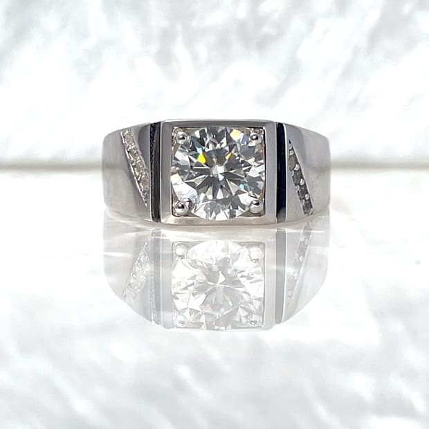 *새상품* 모이사나이트 남성용 사이드 헤일로 은반지