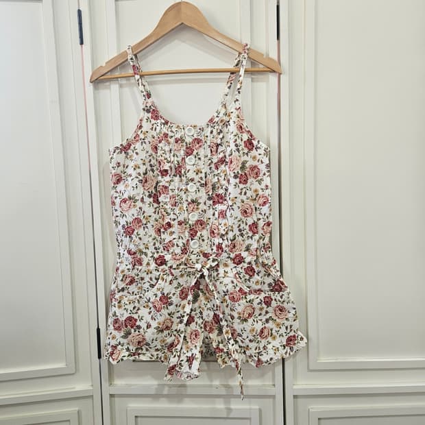 플라워 패턴 롬퍼 점프수트