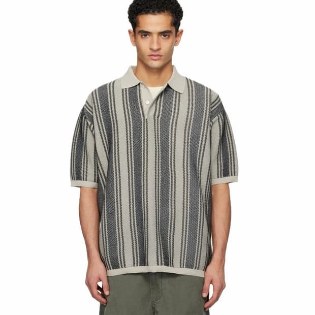 [S,M,L,XL]나나미카 26ss 스트라이프 폴로 니트/차콜