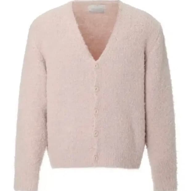 쓰리타임즈 푸들가디건 핑크 니트볼레로탑