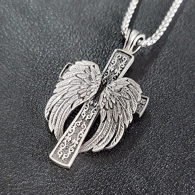 가브리엘 주석 천주교 기독교 펜던트 클래식 고딕 천사 날개 남자 목걸이