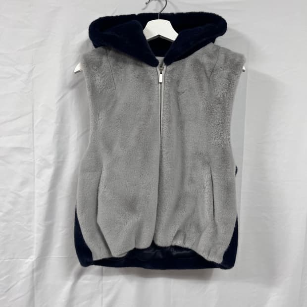 에고이스트 페이크 밍크퍼 배색 후드 베스트