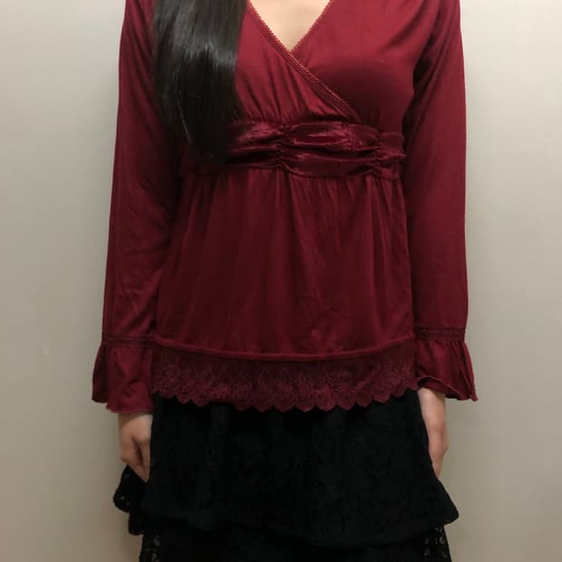 빈티지 레드 레이스 탑
