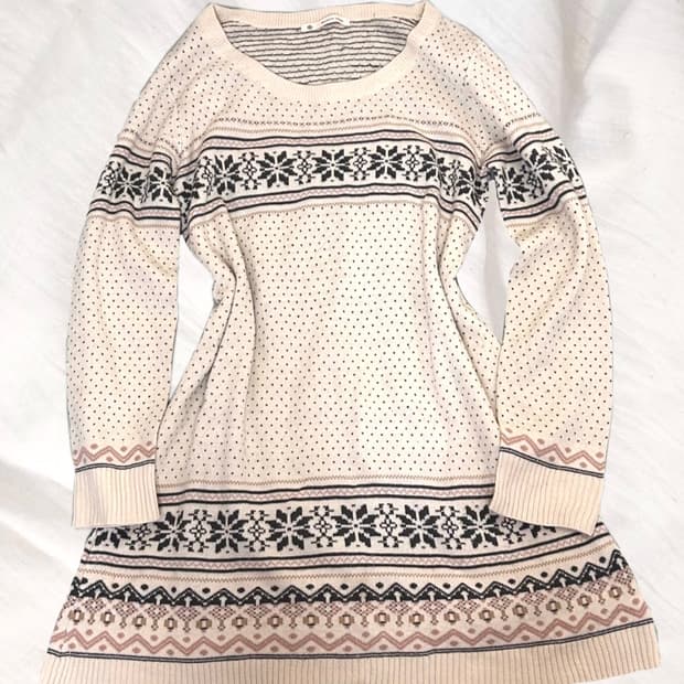 빈티지 모리걸 노르딕 롱 니트 원피스