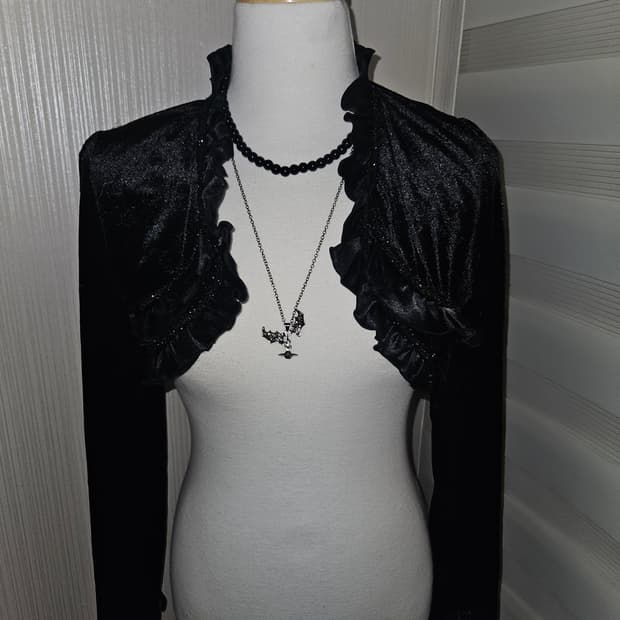 공겜여주 고딕 히메 벨벳 러플 가디건