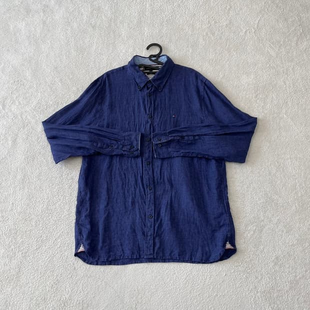 L 타미힐피거 남성 린넨 셔츠 100