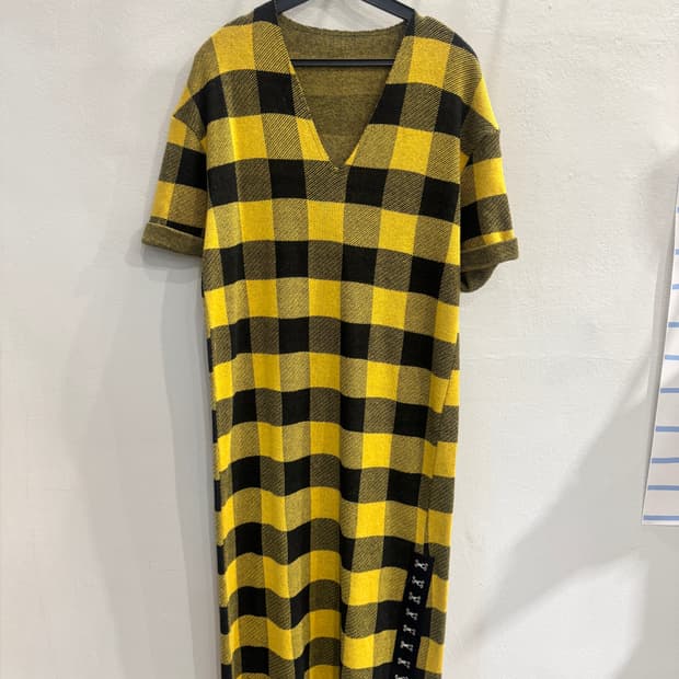 vintage 깅엄체크 후크트임 OP