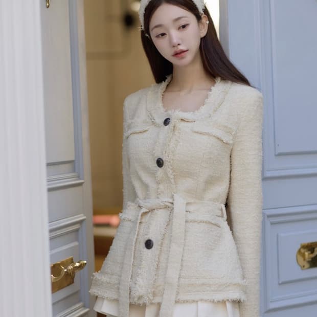 카인다미 프린지 트위드 패딩 코트(하트시그널 지민 착용)