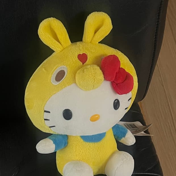 (고전 빈티지)헬로키티 로디 콜라보 토끼 코스튬 인형 30cm