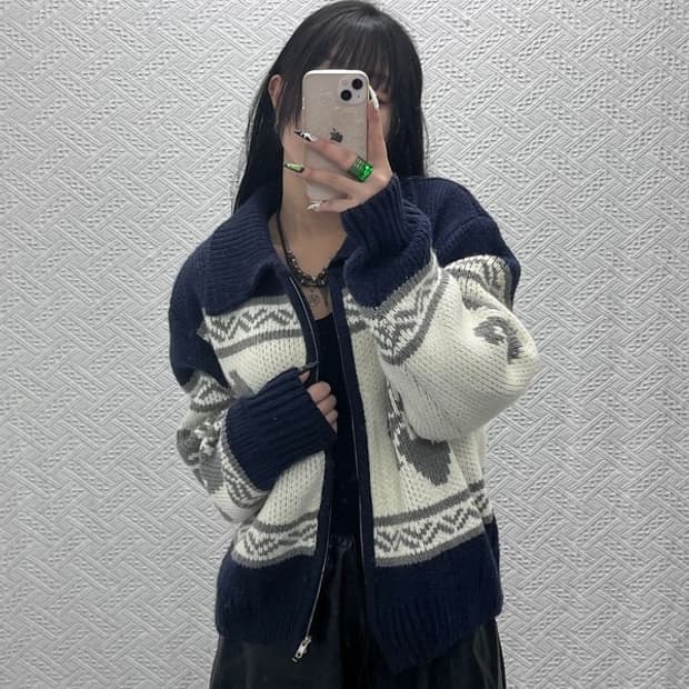 락케이크 플라워 코위찬 니트 뜨개 가디건 S C08581