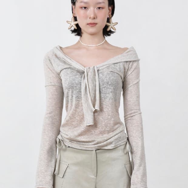 오운서 Marina Mood Soft Shoulder Tee 베이지