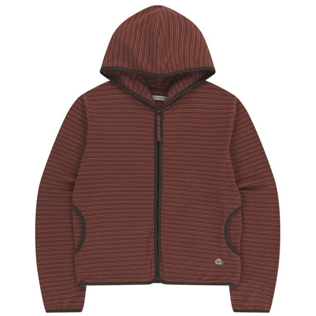 코이세이오 stripe fleece hood zipup red