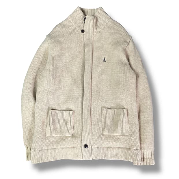 빈폴 로고 베이지 니트 가디건 100