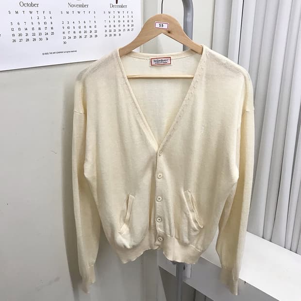 입생로랑 로고 아이보리 가디건