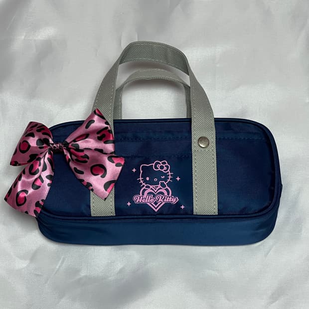 정품 키티 갸루 레오파드 스쿨백 보스턴백 리본 파우치 펜케이스 필통 