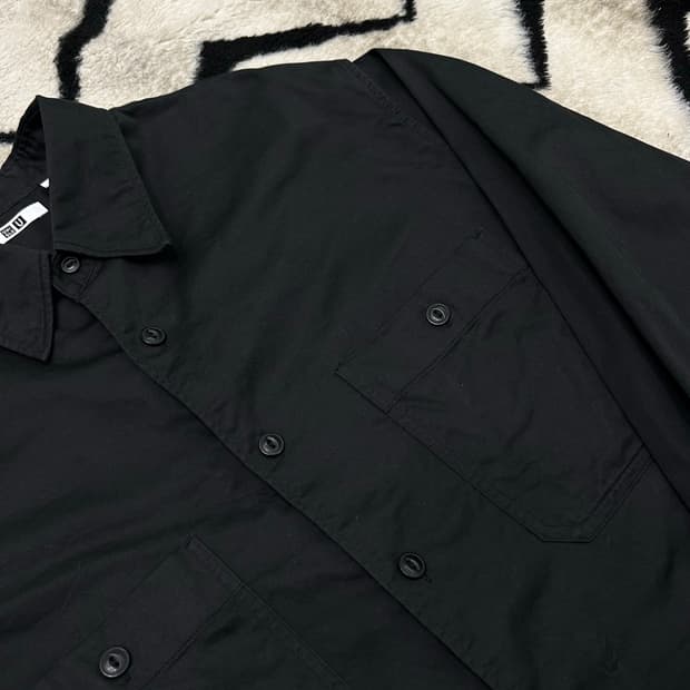 [L]유니클로U 오버핏 투포켓 워크셔츠/블랙