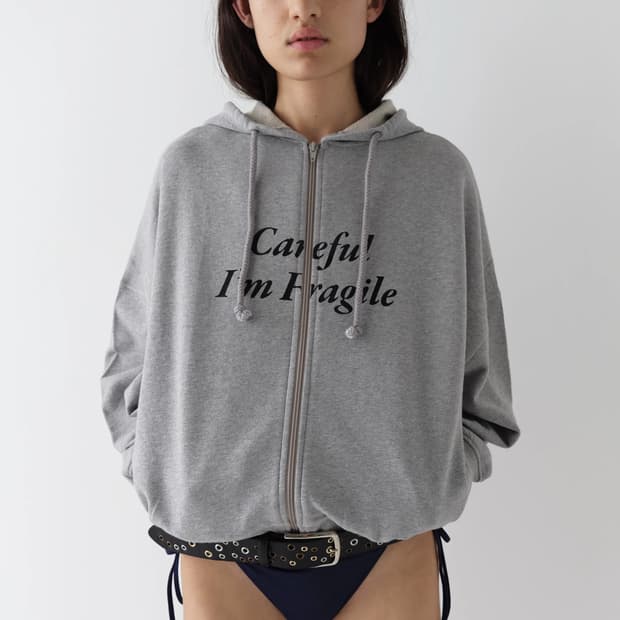 (S,M,L,XL)/ 기마구아스 CAREFUL 후드집업 그레이