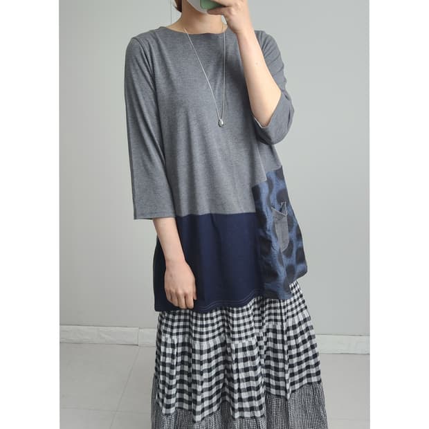 도트 패턴 롱 슬리브