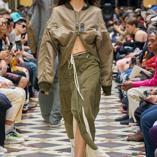 메종 미하라 야스히로 패브릭믹스 카고 스커트 36