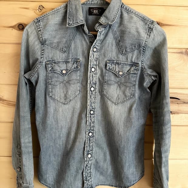 90s RRL 더블알엘 데님 웨스턴 셔츠 라이트 워시