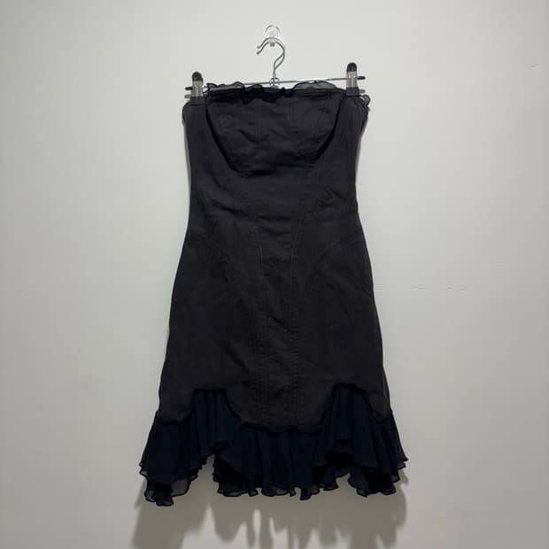Versace Strapless Ruffle Mini Dress