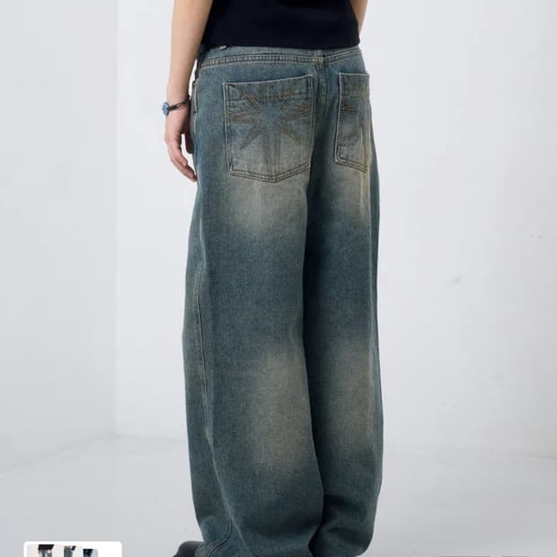 이우가마카라스 Needlework Denim Pants