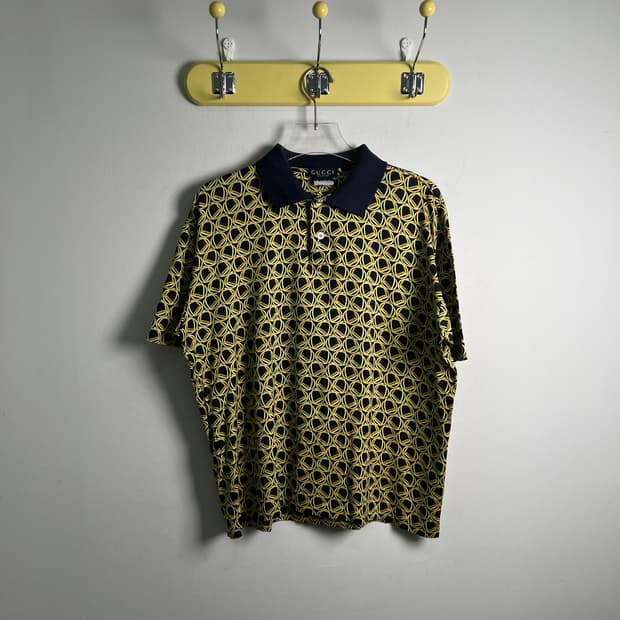 구찌 빈티지 GG 패턴 반팔 폴로 셔츠 M