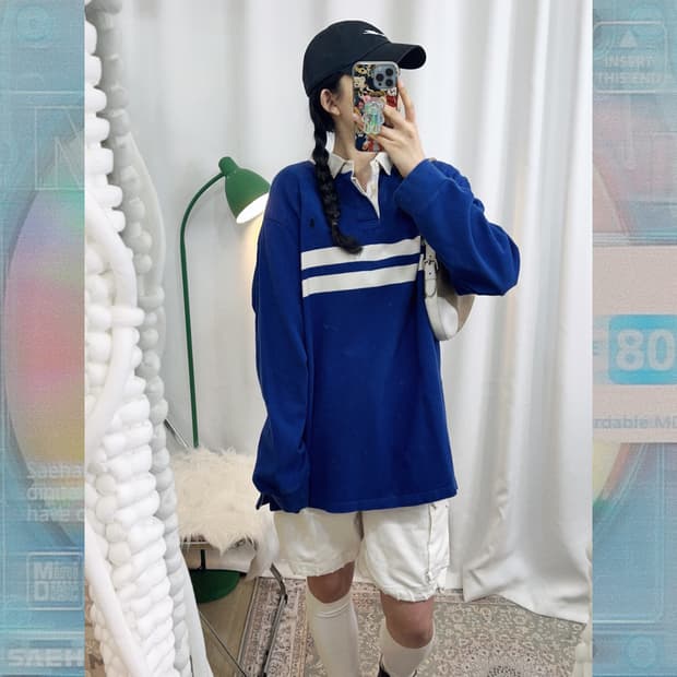 랄프로렌 블루 오버핏 카라 티셔츠