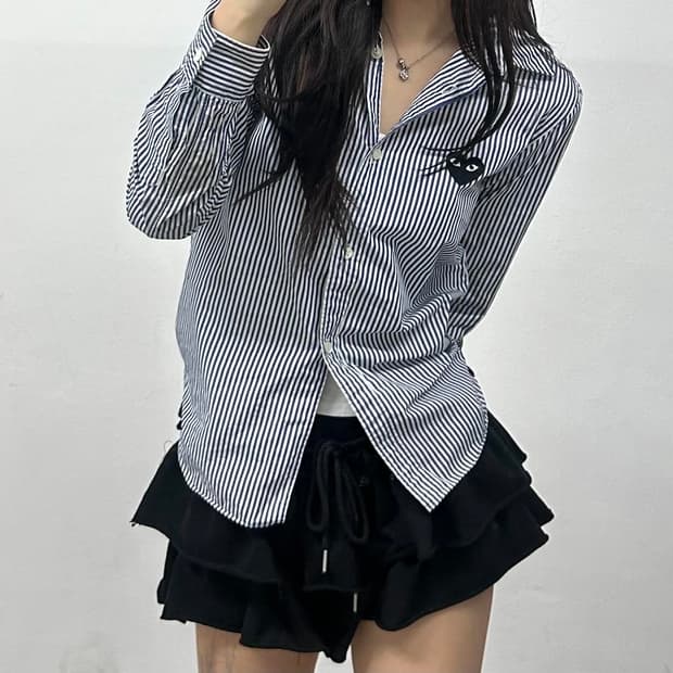 꼼데가르송 하트와펜 스트라이프 걸즈 셔츠(L)