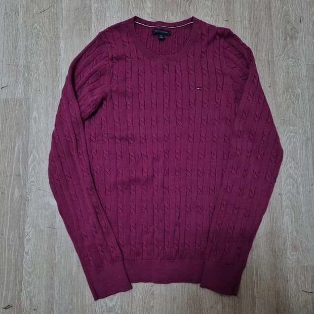 타미힐피거 미니플래그 케이블 꽈배기 니트 S(90)