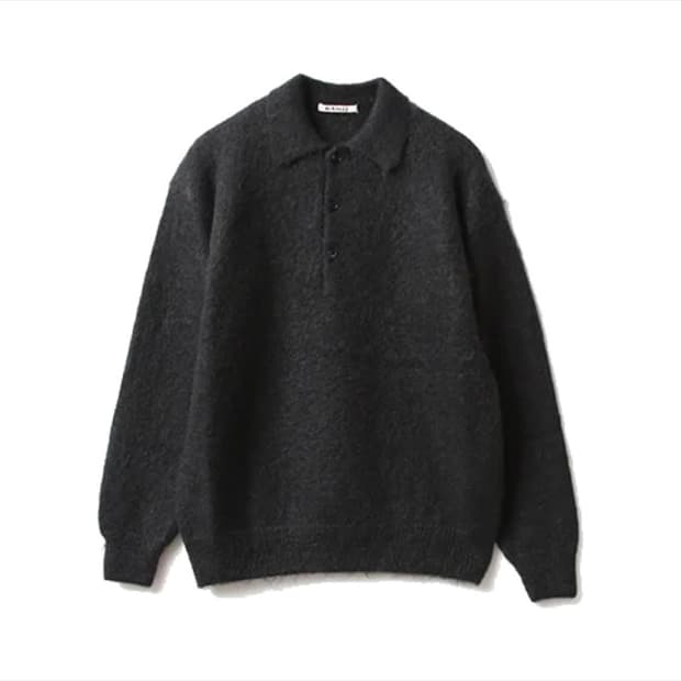 오라리 브러시드 슈퍼키드 모헤어 니트 폴로