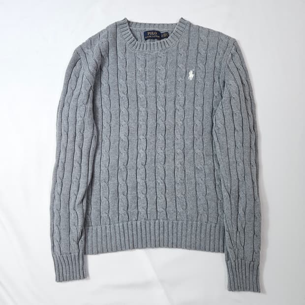 폴로 랄프로렌 신형 케이블니트 꽈배기 스웨터 여성 S 그레이