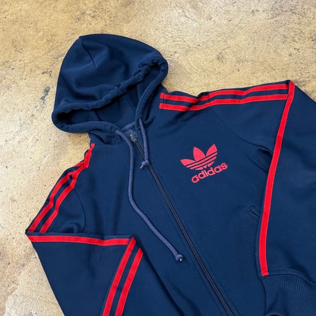 아디다스 네이비 레드 후플 져지 후드집업 90