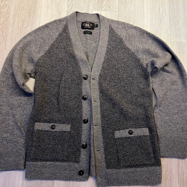 RRL herringbone wool cardigan