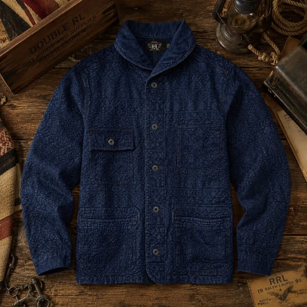 [M] RRL 더블알엘 25SS 인디고 자카드 데크 오버셔츠 / 신품급
