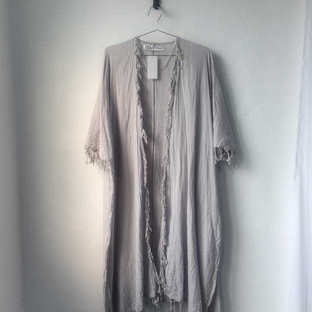 Fringe open long cardigan