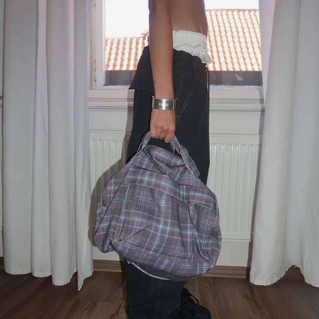 스컬프터 체크 가방 Three-Way Twill Bag Purple