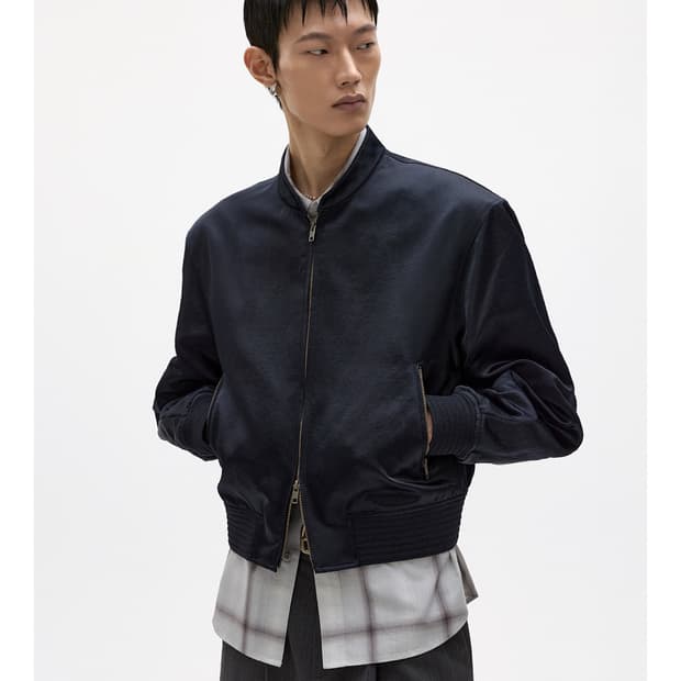 엘무드 레이즈 새틴 나일론 블루종 자켓 다크 네이비44